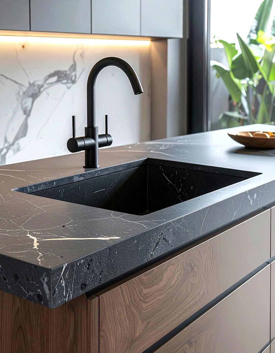 Integrated Soapstone Sink - 30 soapstone countertop kitchen ideas