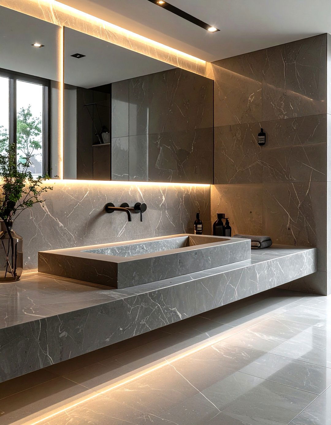 Integrated Stone Ramp Sink - 30 wall-mounted sink ideas