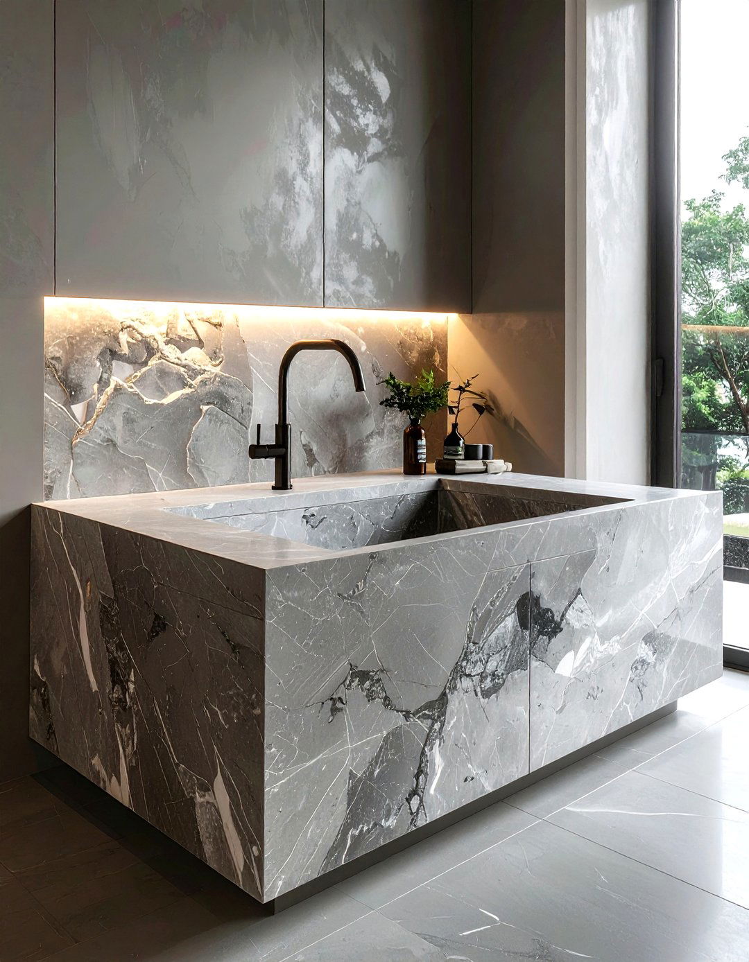 Integrated Stone Sink - 30 prep sink kitchen ideas