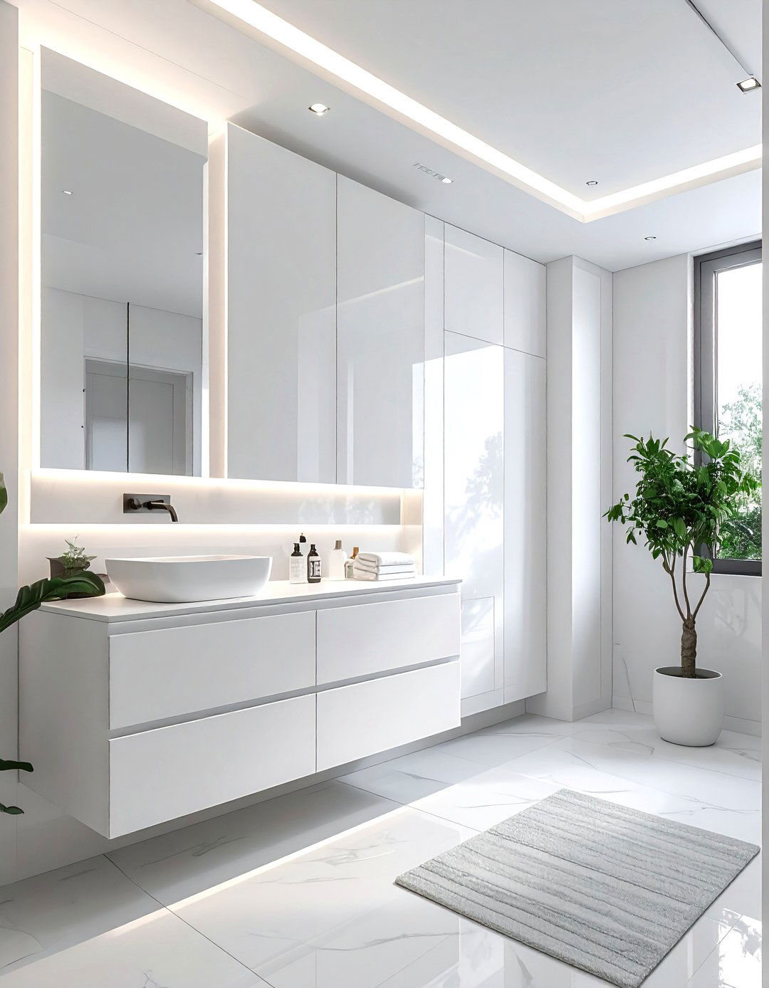 Integrated Storage Bathroom Design - 30 bathroom furniture placement