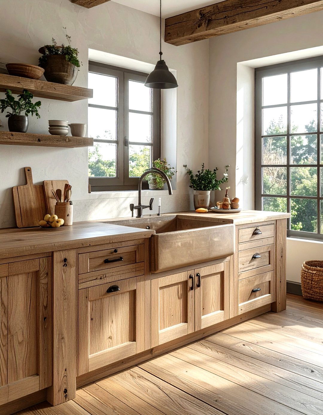 Integrated drainboard farmhouse sink - 30 farmhouse sink kitchen ideas