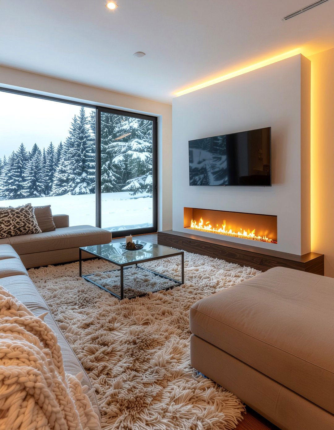 Integrated electric fireplace tv stand - 30 living room tv console ideas