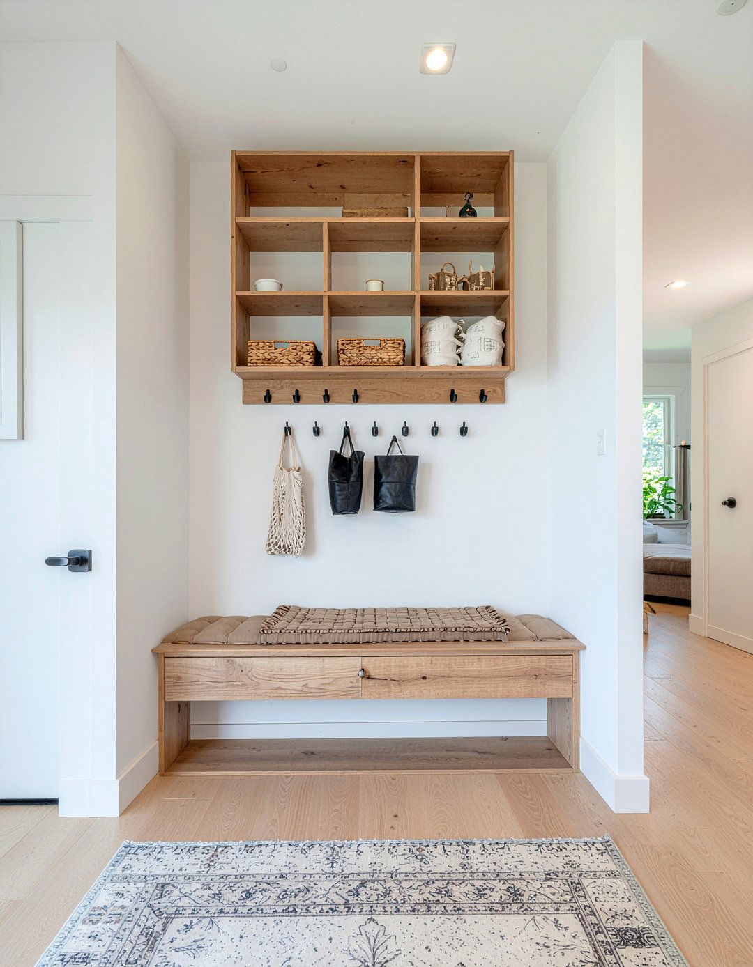 Integrated hallway storage - 30 living room millwork ideas