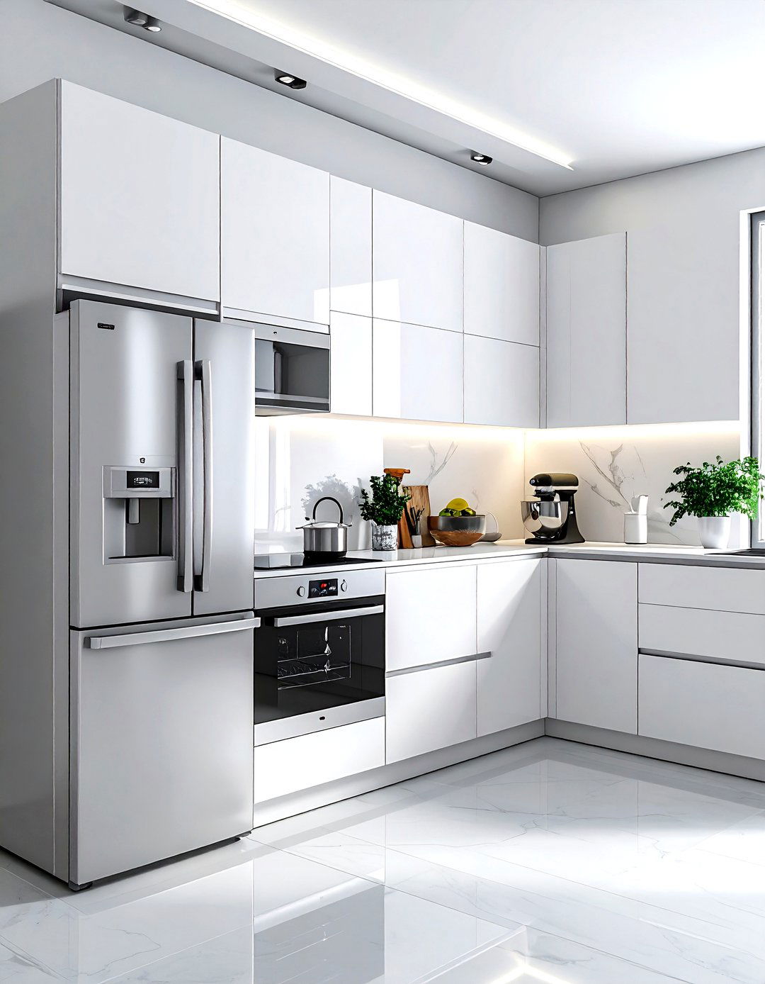 Integrated kitchen appliances - 30 white kitchen decor ideas
