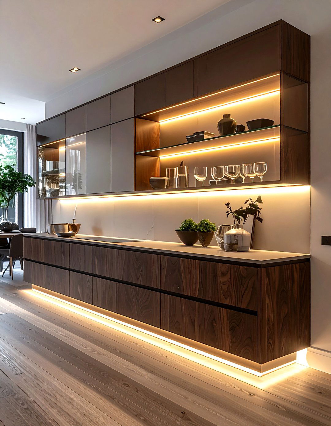 Integrated lighting dining buffet - 30 dining room built-in buffet ideas