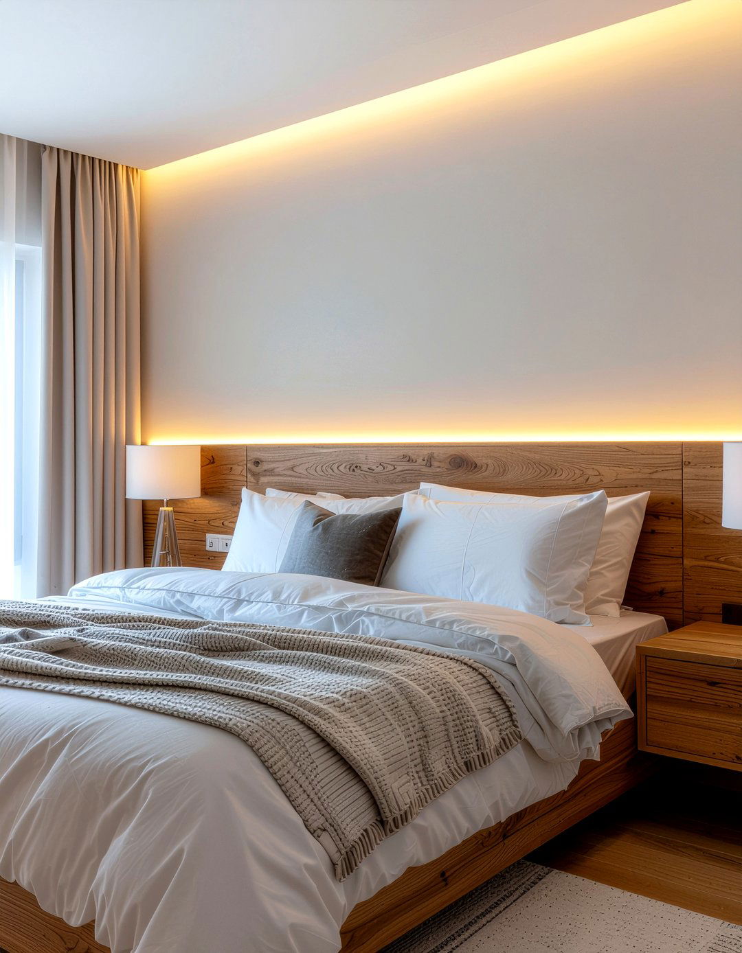 Integrated lighting headboard - 30 custom bedroom ideas