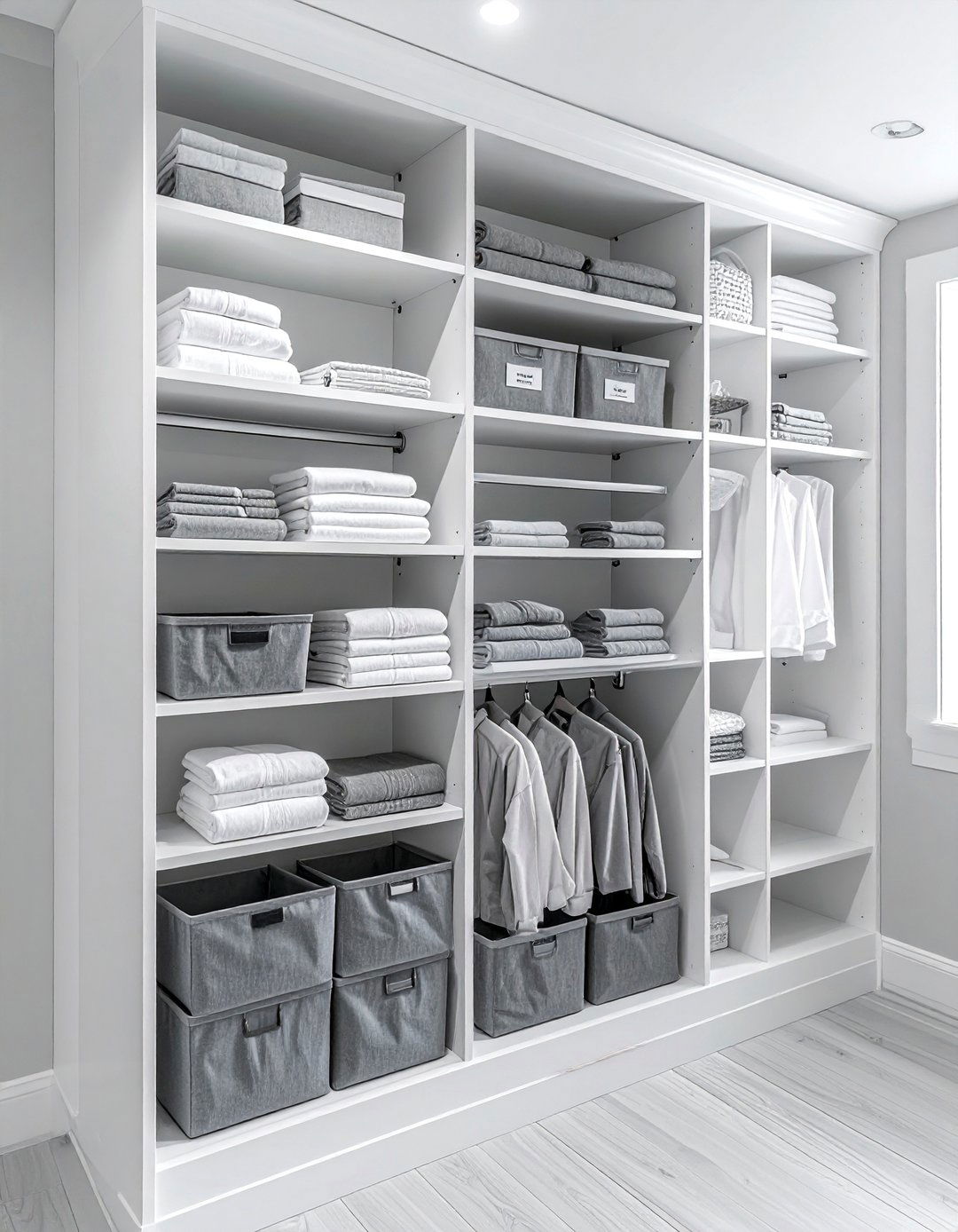 Integrated linen closet shelving - 30 bathroom storage solutions