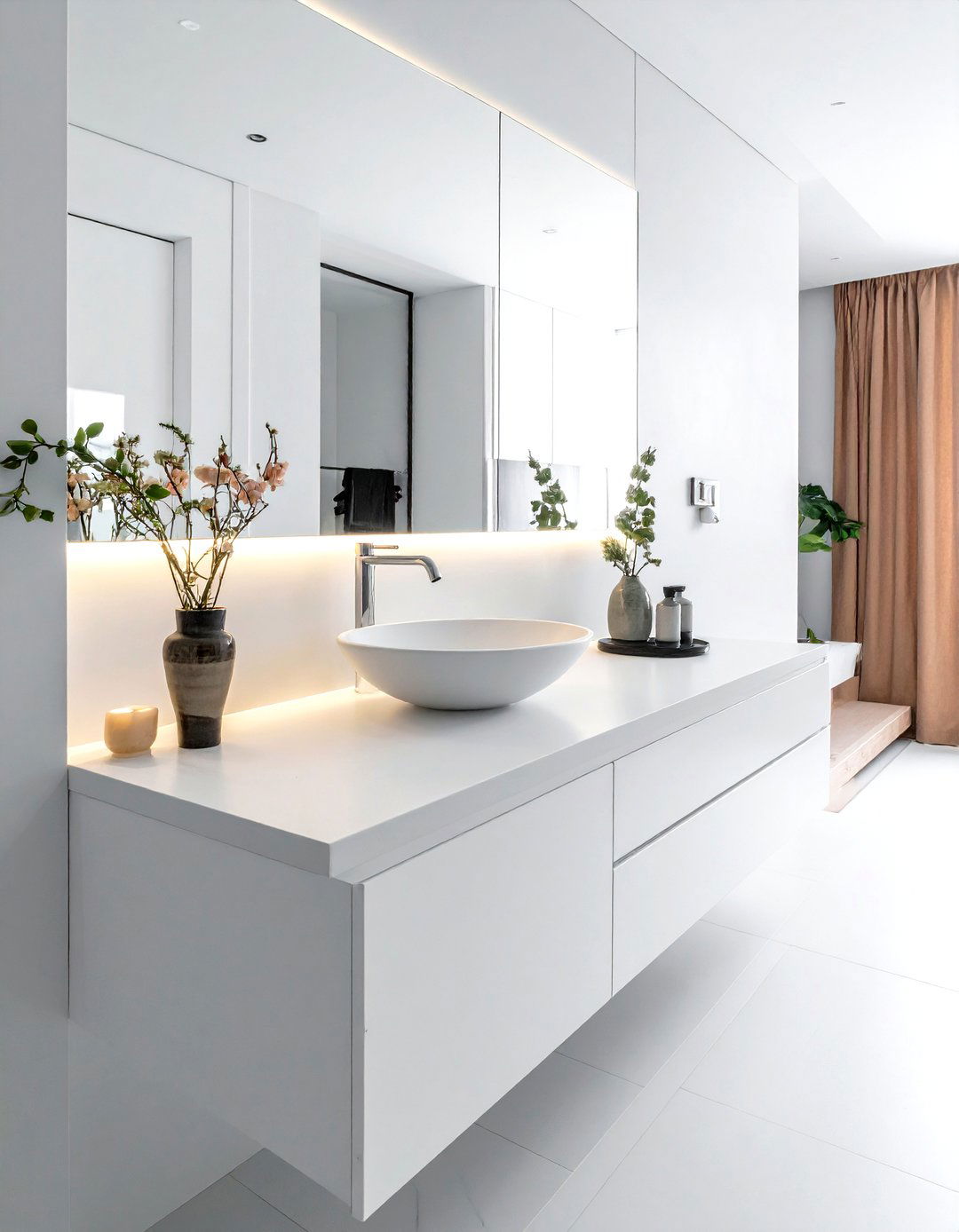 Integrated sink solid surface countertop - 30 solid surface bathroom countertop ideas