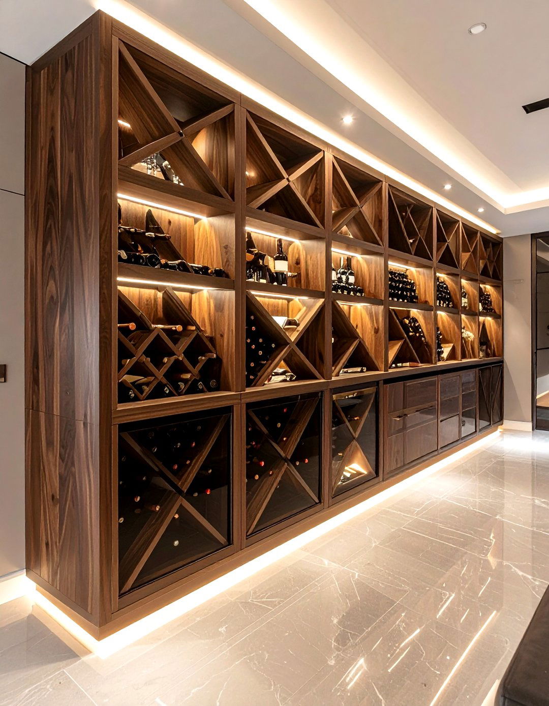 Integrated wine storage wall - 30 kitchen built-in storage ideas