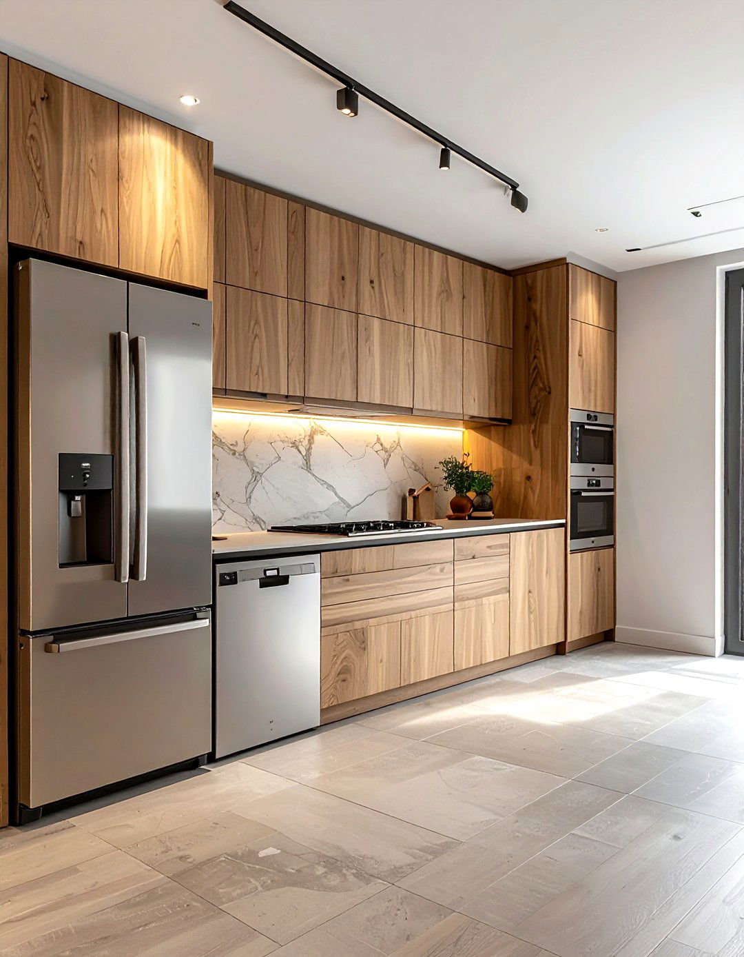 Integrated wood appliances kitchen - 30 natural wood kitchen ideas