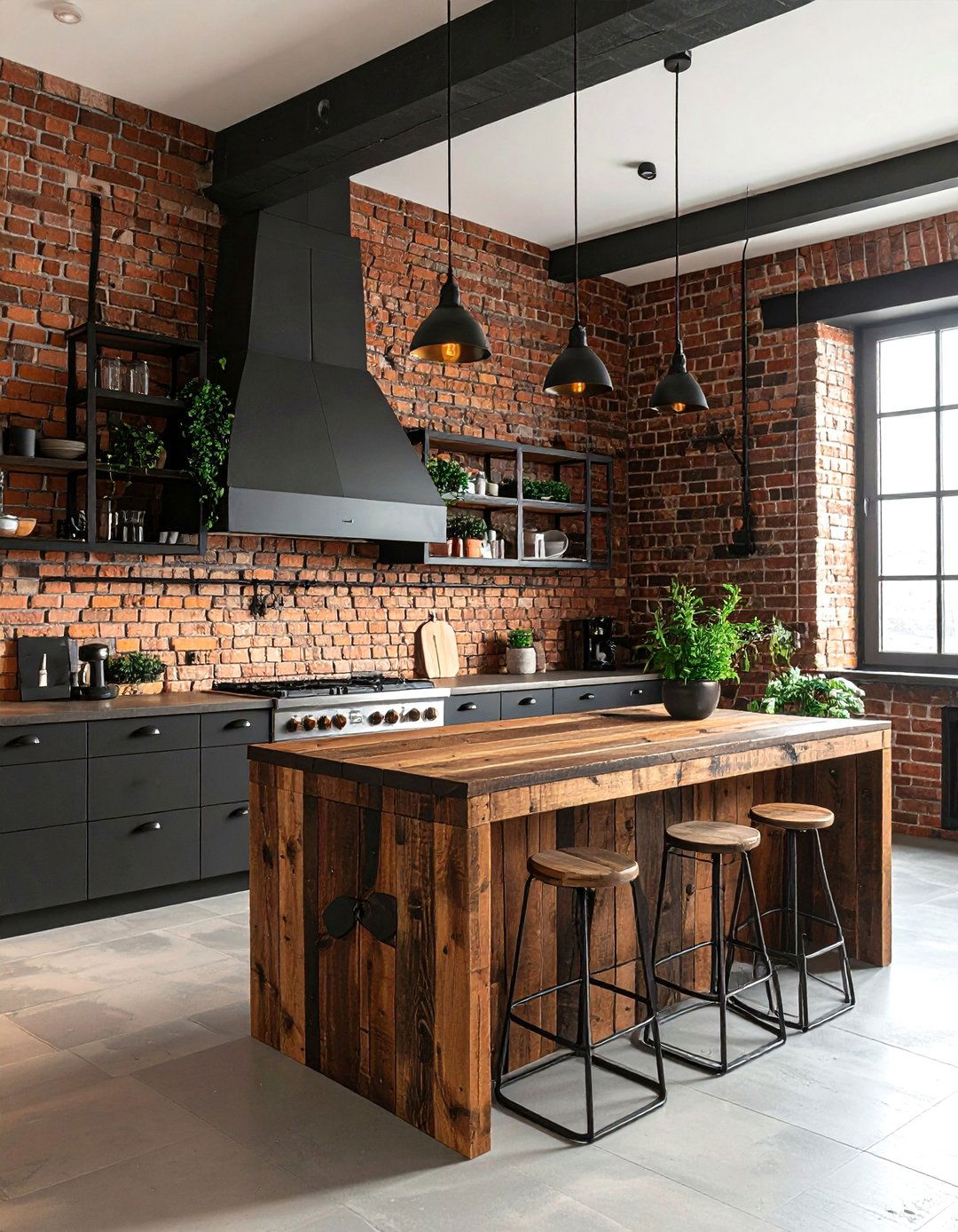 Interior Brick Wall - 30 welcoming kitchen ideas
