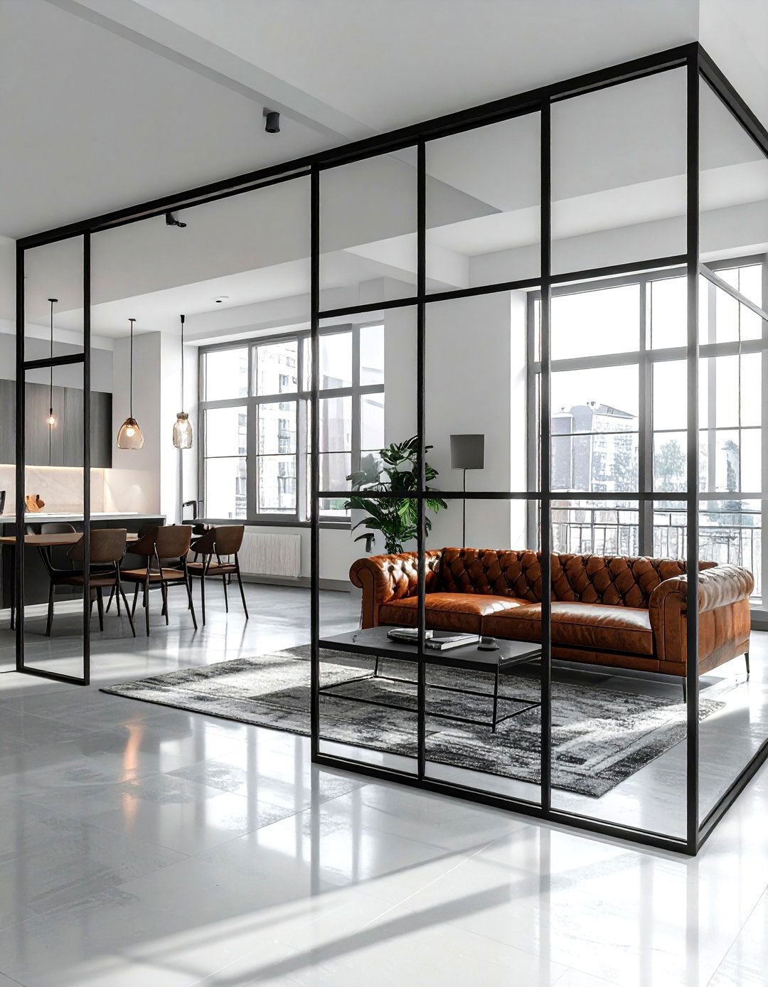 Internal Glass Partition - 30 living room natural lighting ideas