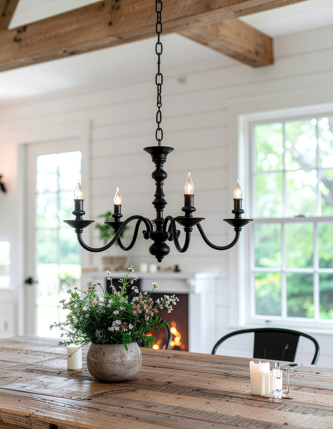 Iron Candle Chandelier - 30 farmland dining room ideas