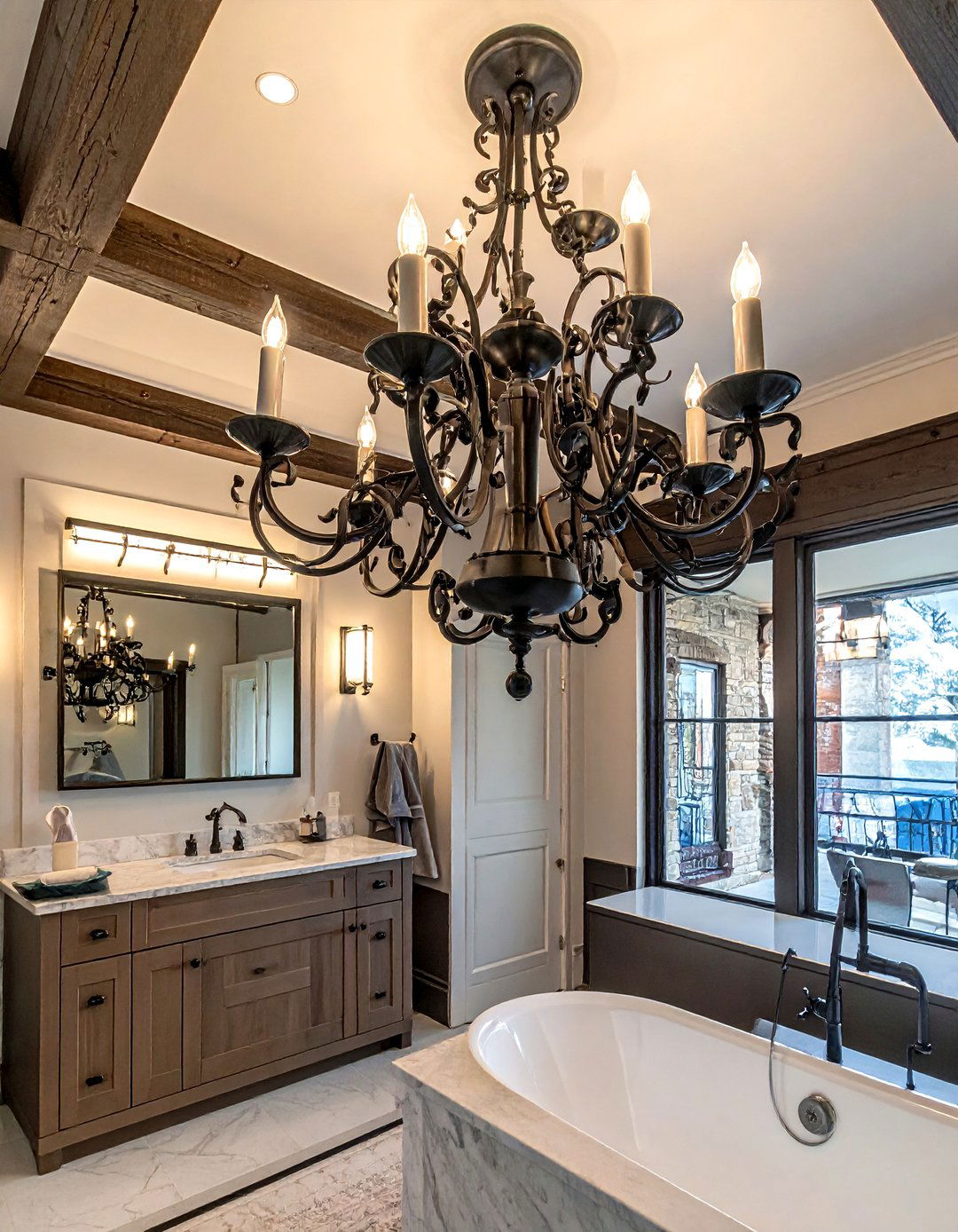Iron Chandelier Lighting - 30 Tuscan bathroom ideas