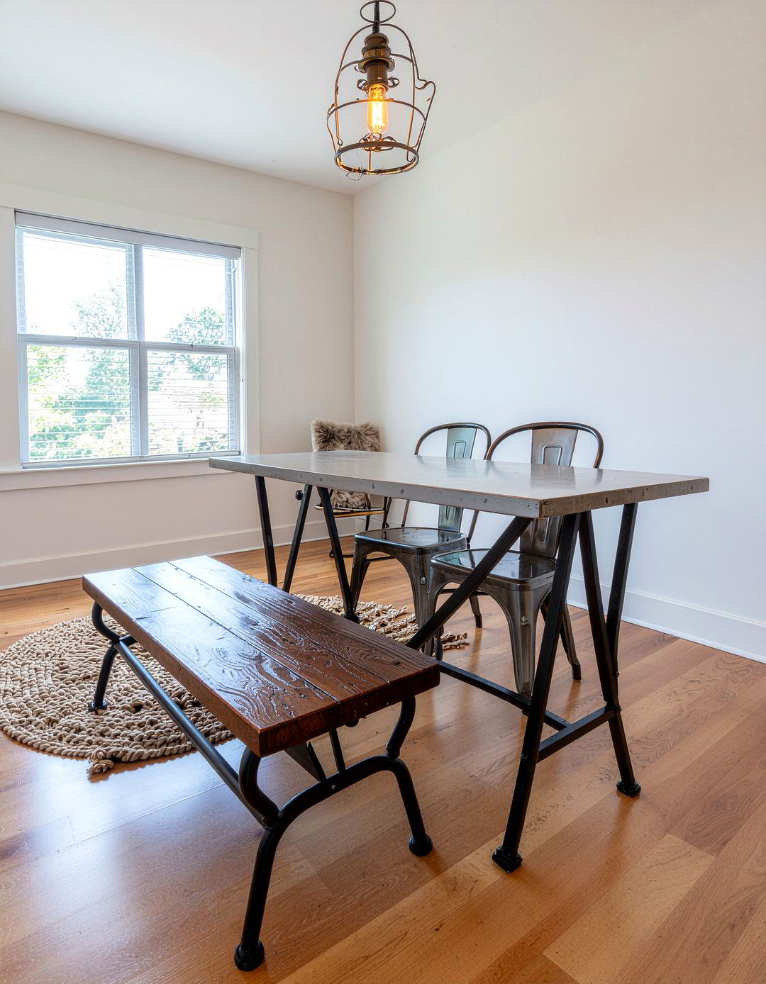 Iron Leg Bench - 30 metal dining room ideas