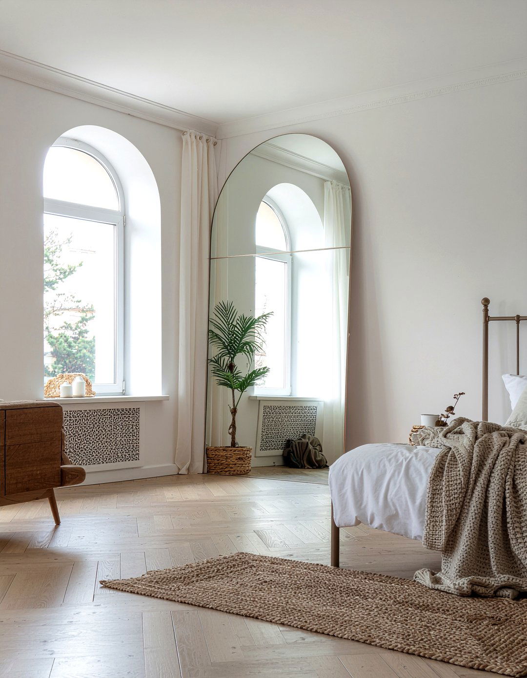 Iron Window Mirror - 30 metal accent bedroom ideas