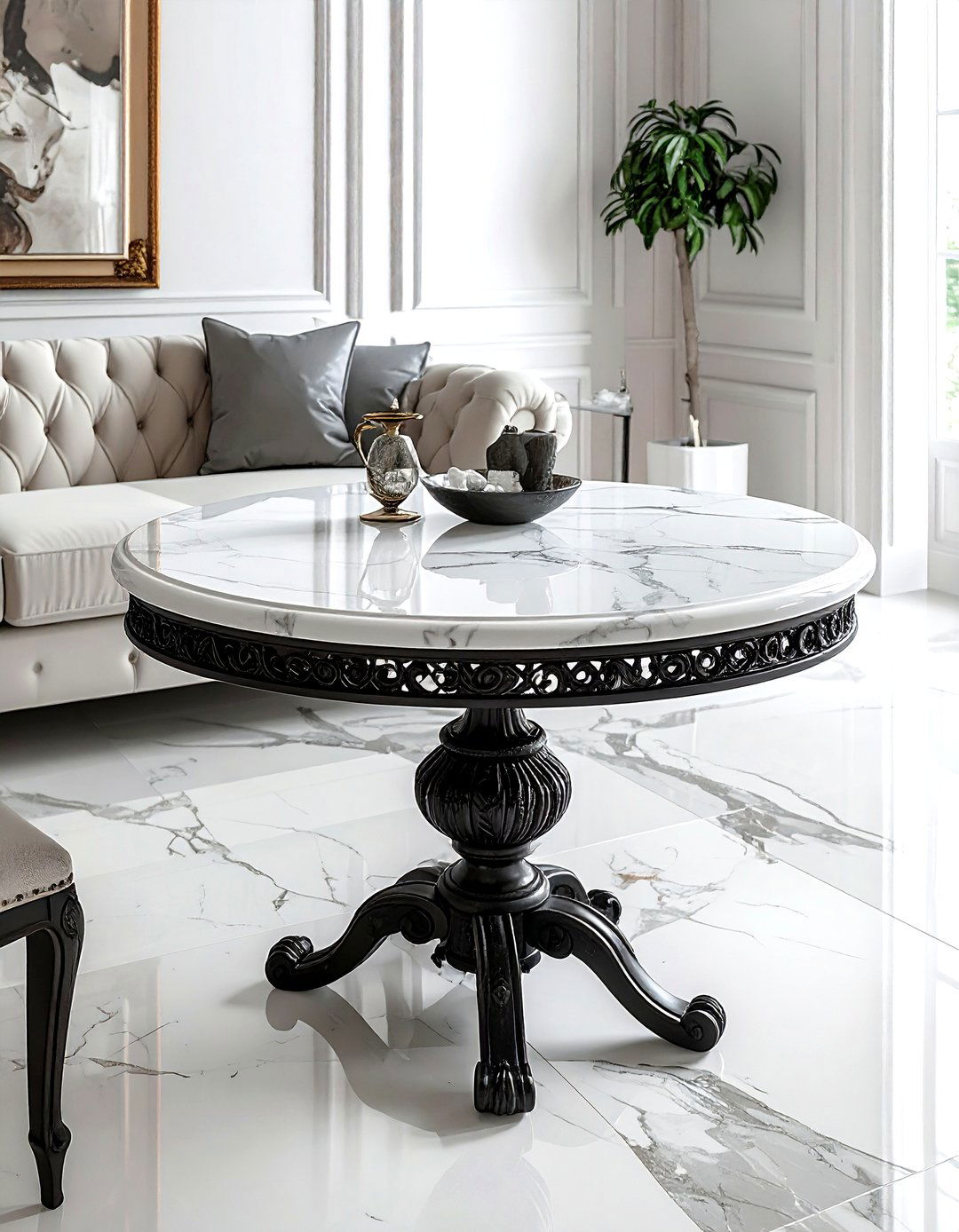 Iron base marble top table - 30 living room iron furniture ideas