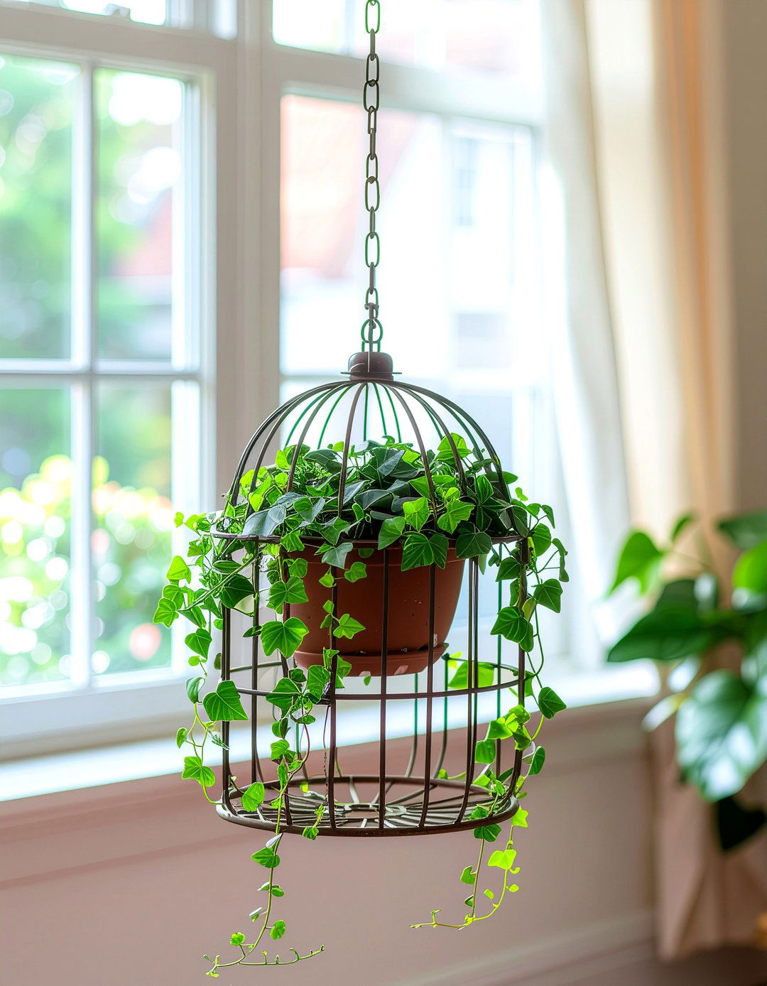 Iron birdcage planter - 30 thrifted living room ideas
