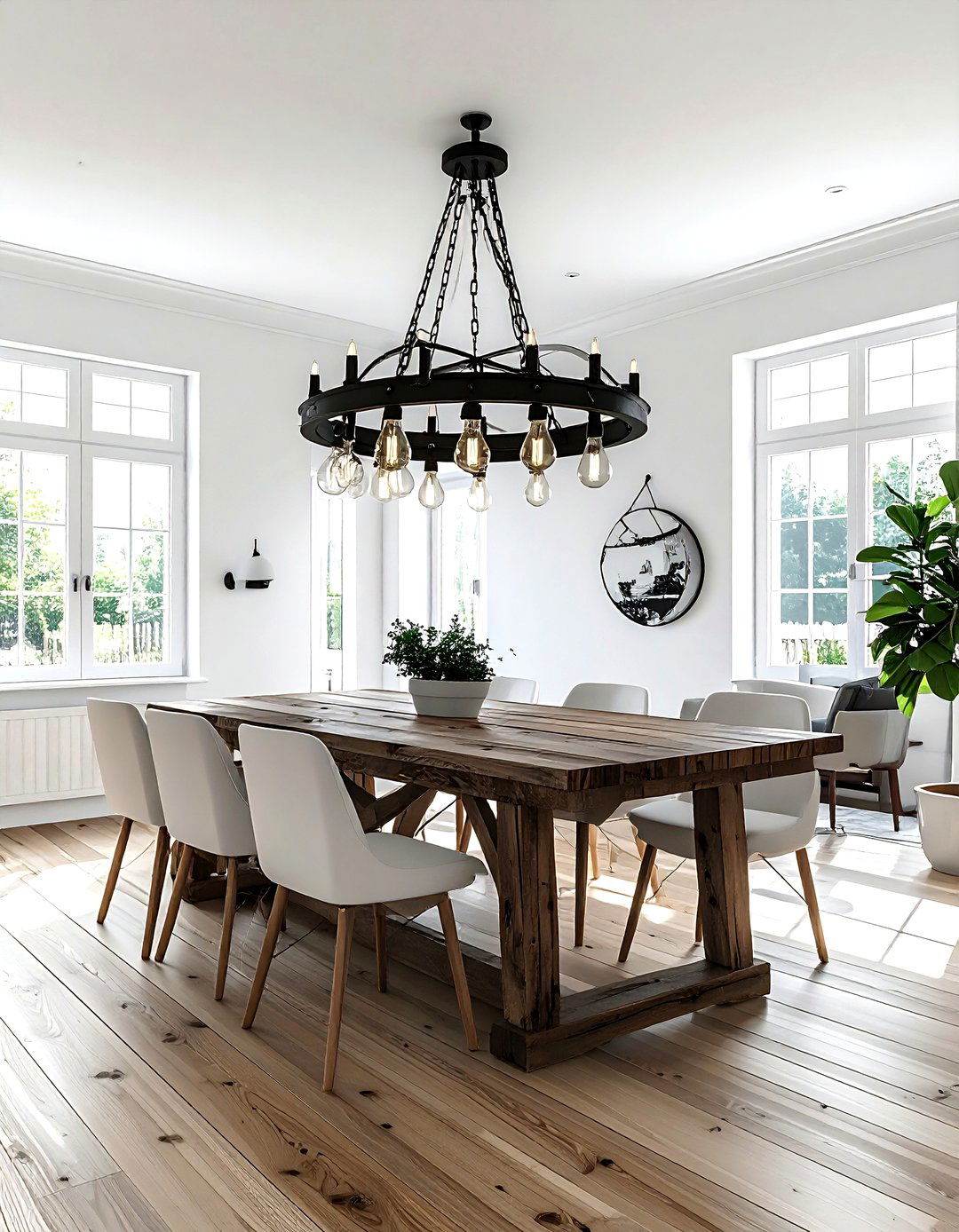 Iron chandelier dining room - 30 Fixer Upper dining room ideas