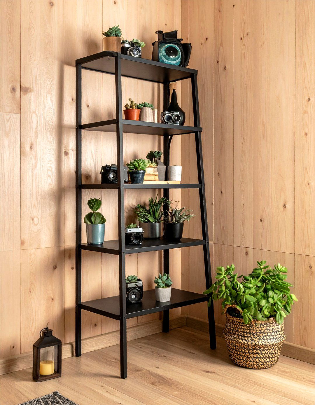 Iron ladder shelf - 30 living room iron furniture ideas