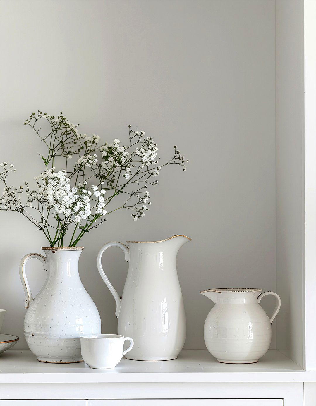 Ironstone Pitcher Display - 30 flea market decor ideas