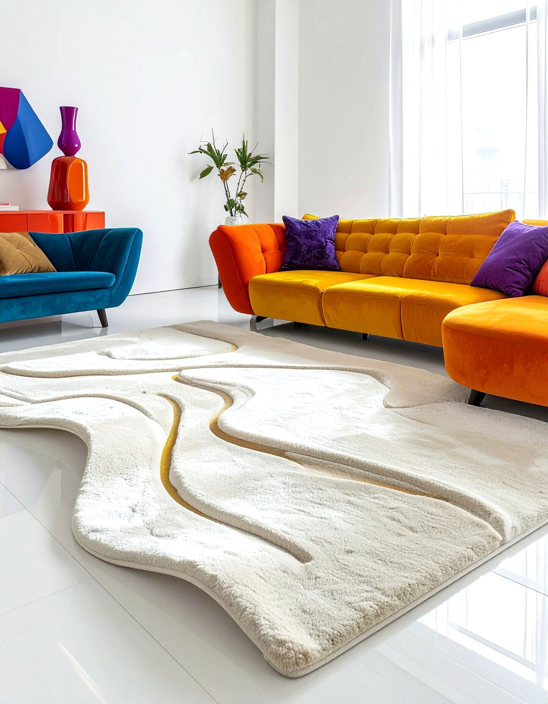 Irregular shape rug - 30 bedroom rug ideas