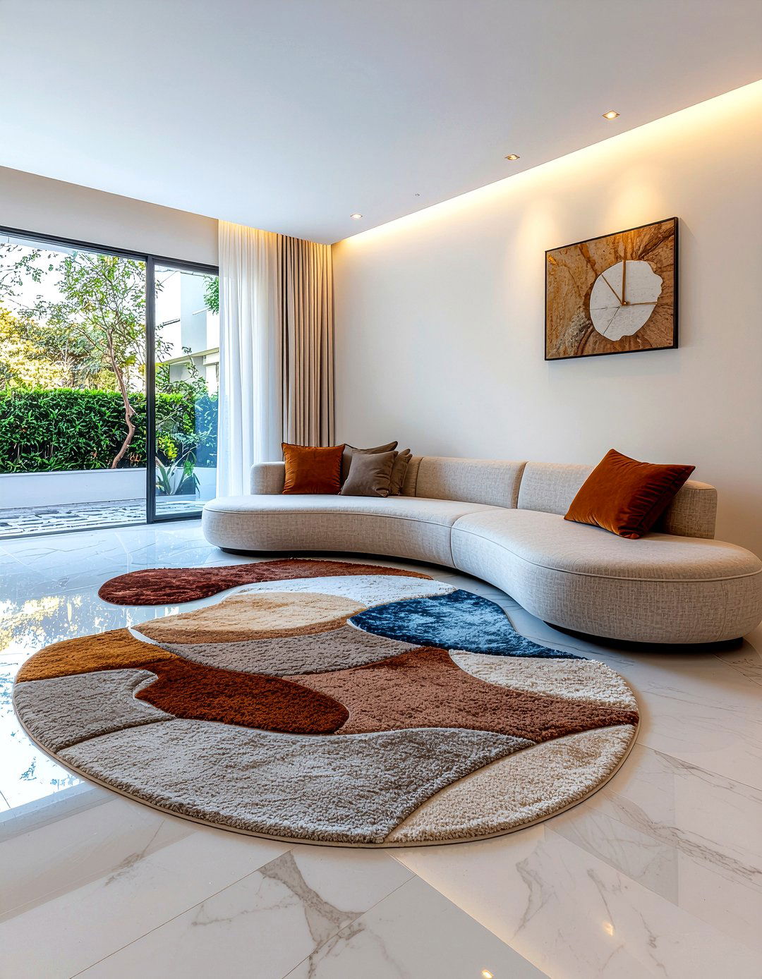 Irregular shape rug layering - 30 layered rug ideas