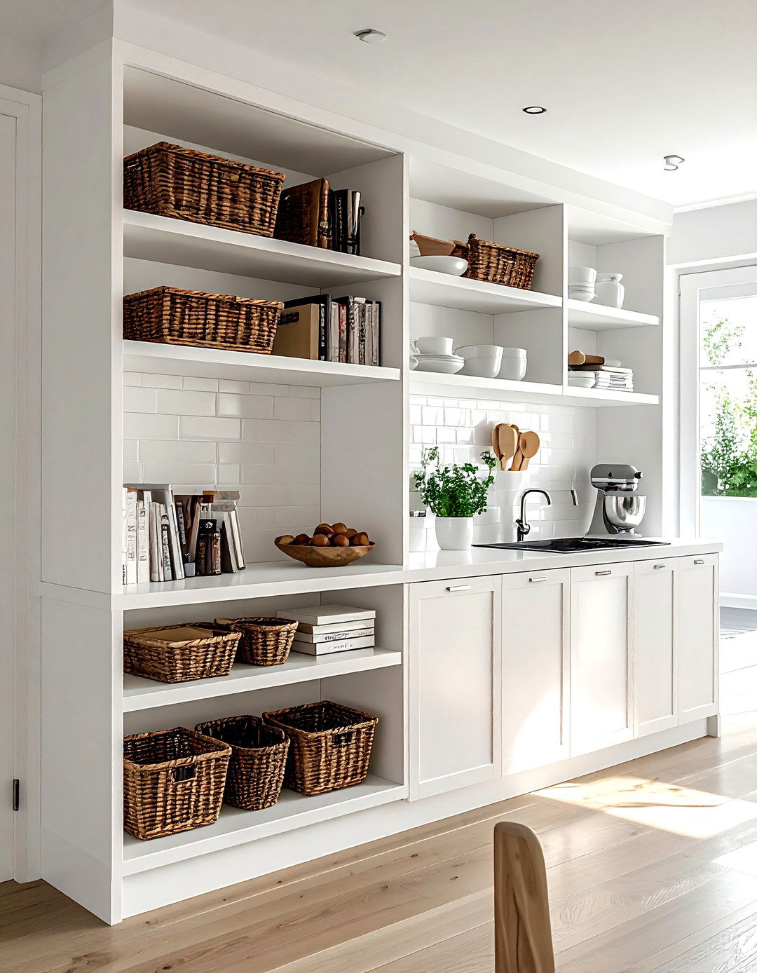 Island End Bookshelf - 30 utensil storage kitchen ideas