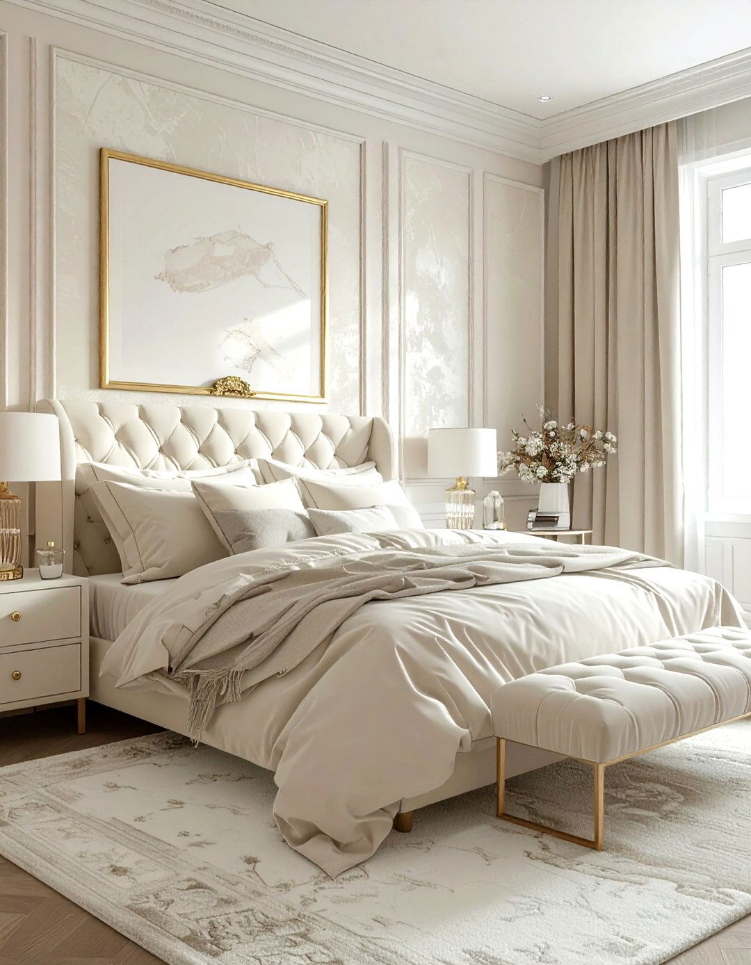 Ivory Bedroom - 30 monochromatic bedroom ideas