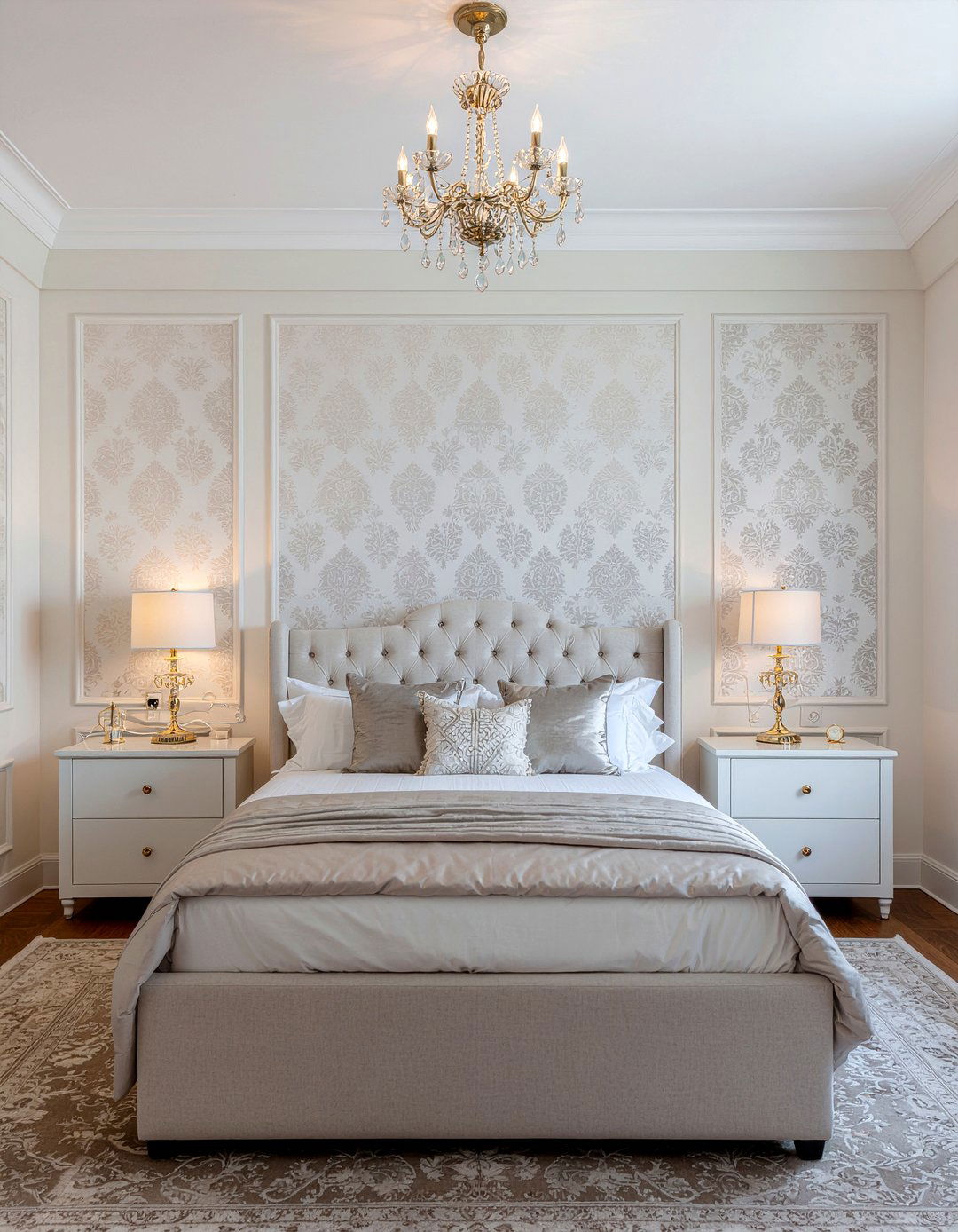 Ivory Damask Wallpaper - 30 bedroom neutral wallpapers