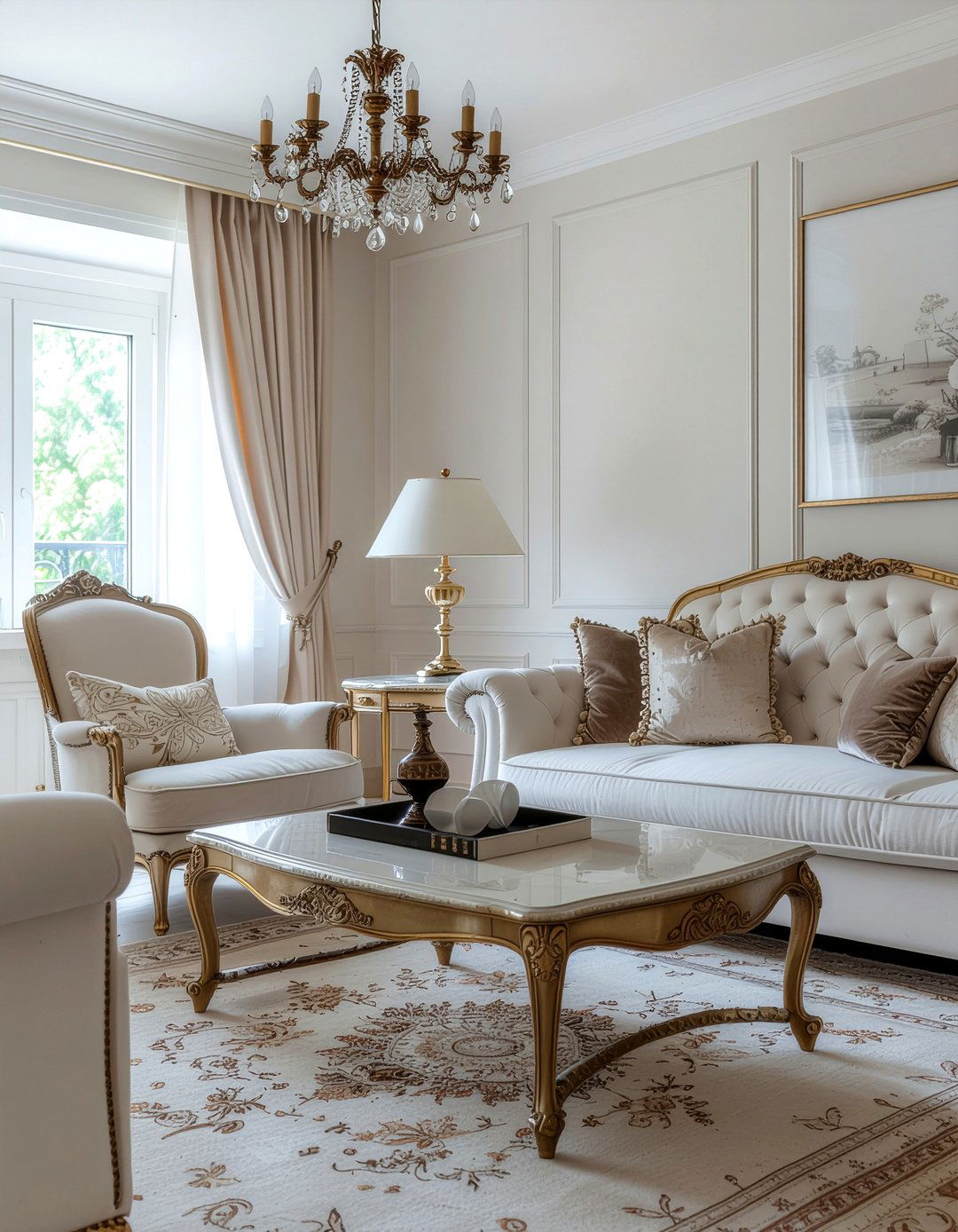 Ivory and brass living room - 30 ivory living room ideas