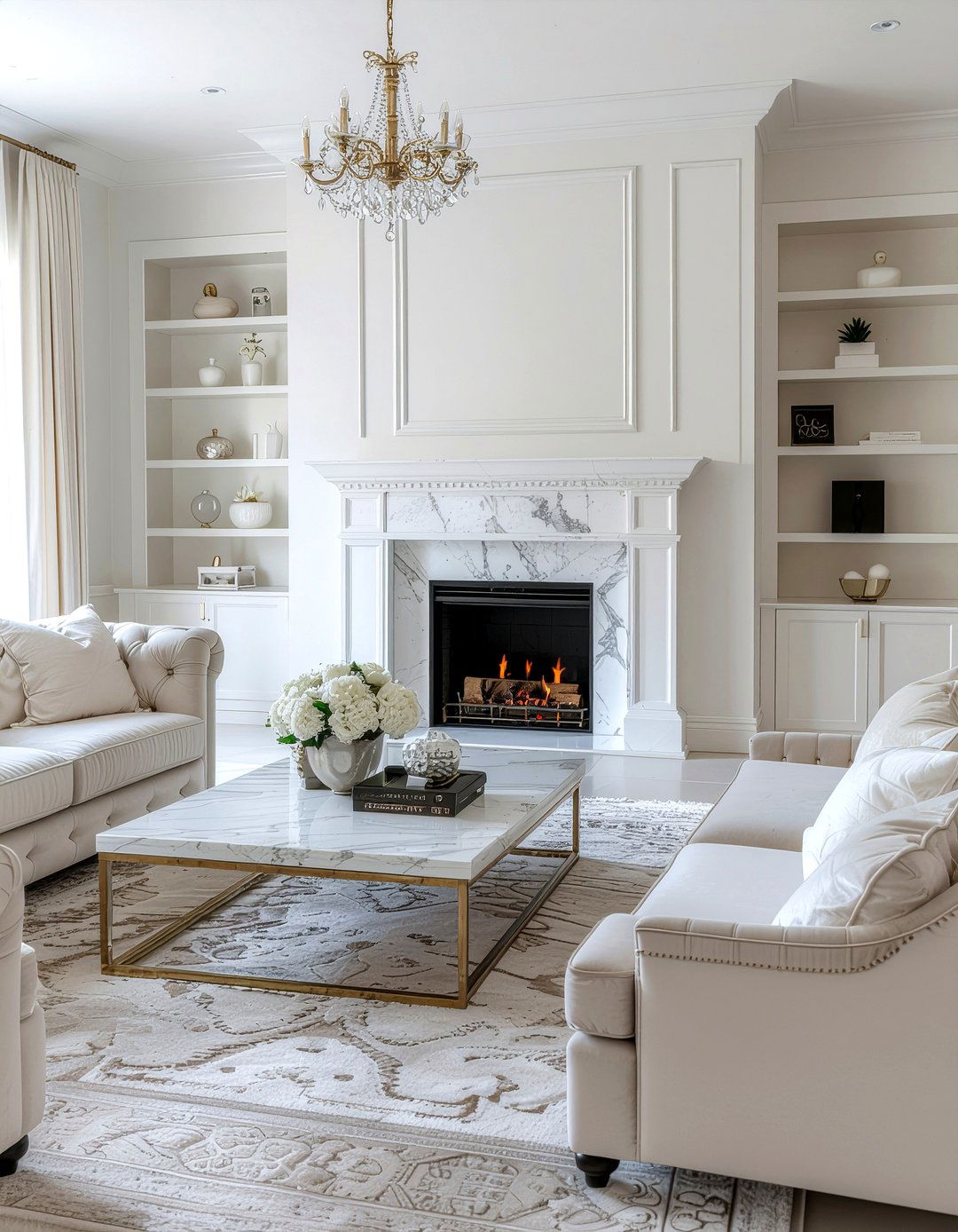 Ivory and marble living room - 30 ivory living room ideas