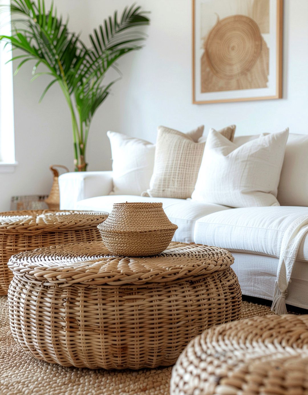Ivory and rattan living room - 30 ivory living room ideas