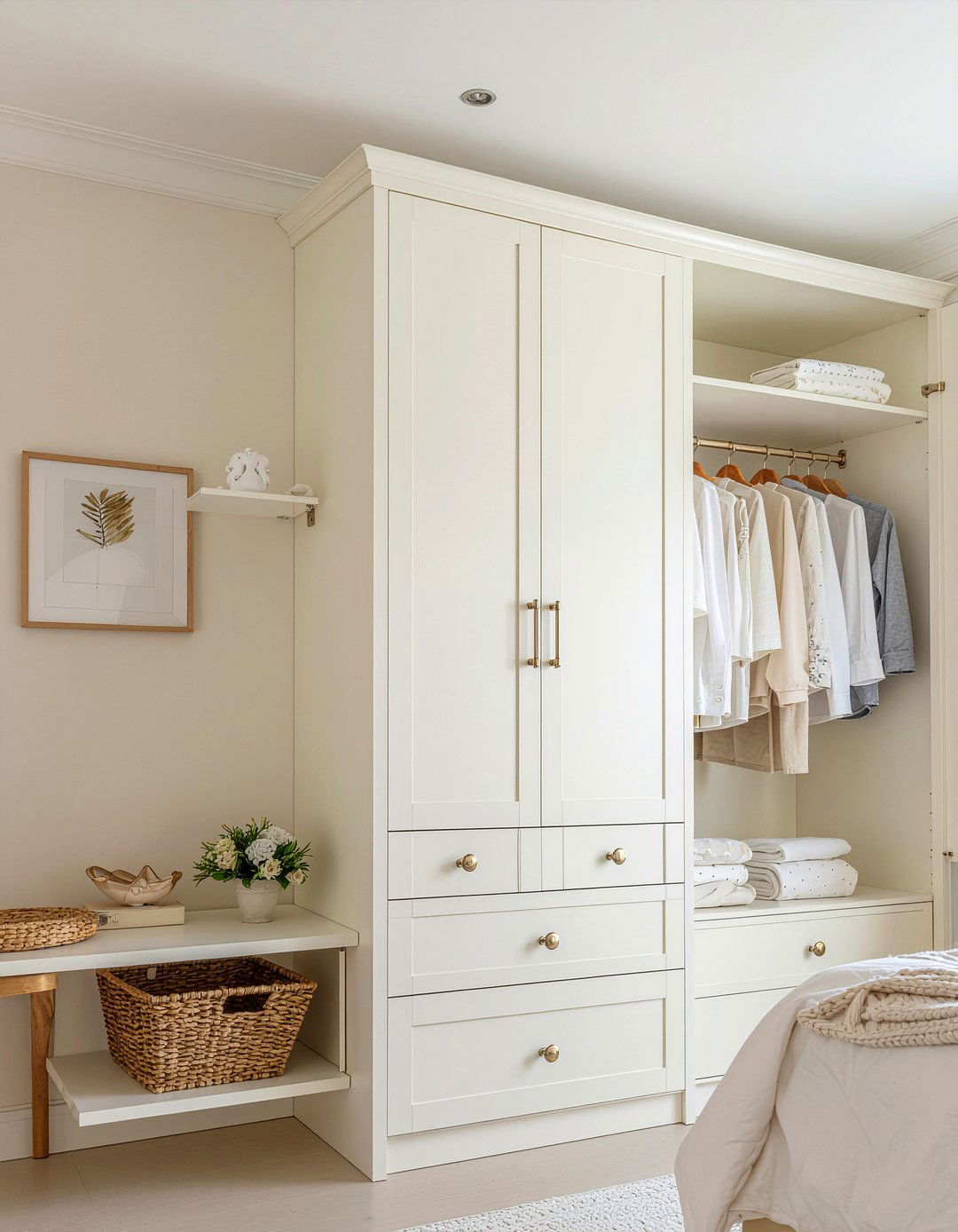 Ivory bedroom storage - 30 off-white bedroom ideas