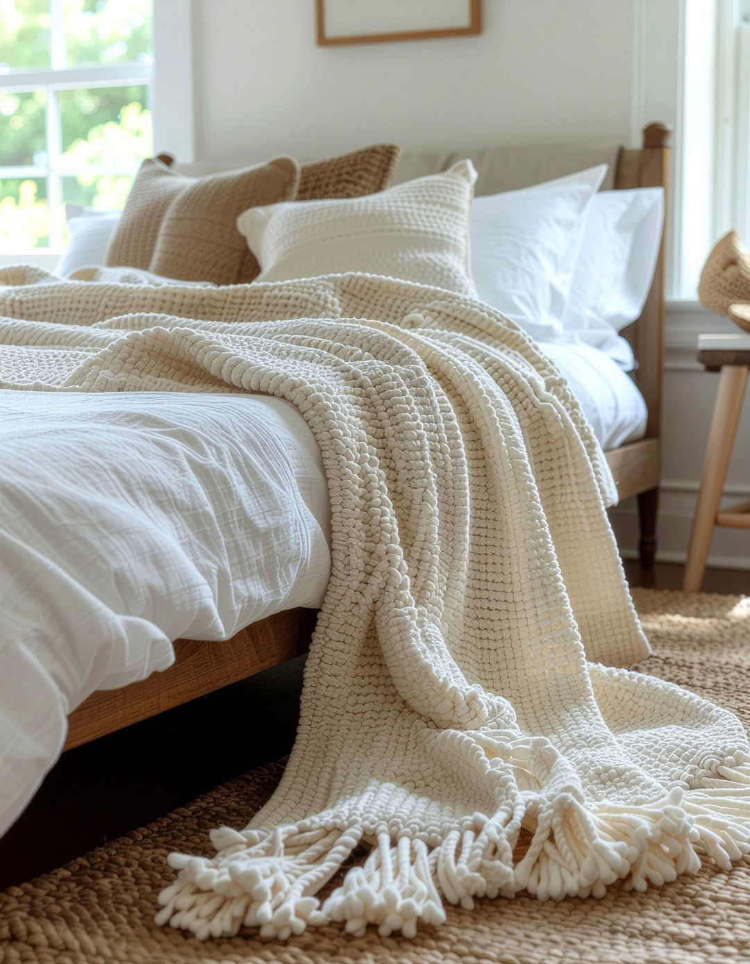 Ivory tassel cotton blanket - 30 bedroom cotton blankets