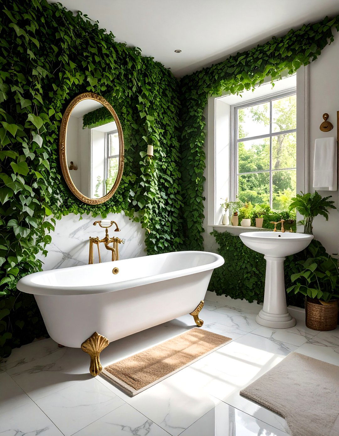 Ivy Wall Bathroom - 30 botanical bathroom ideas