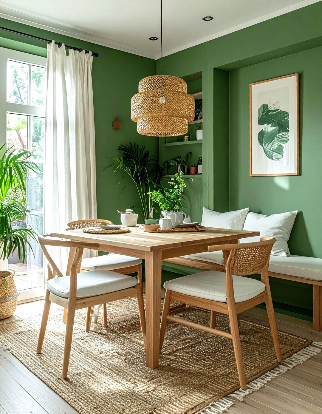 Jade Green Breakfast Nook - 30 bold color decor ideas
