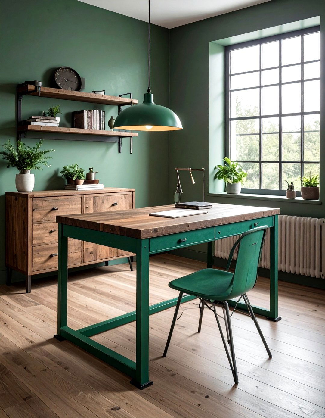Jade Green Metal Desk - 30 industrial green bedroom ideas
