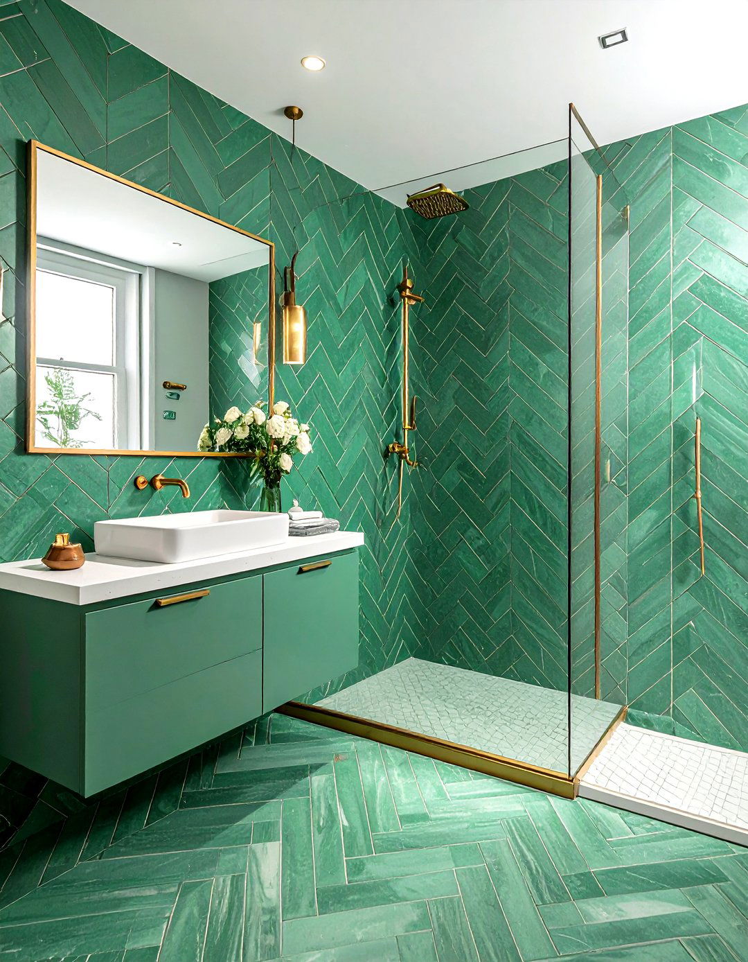 Jade green bathroom tile - 30 green and white bathroom ideas