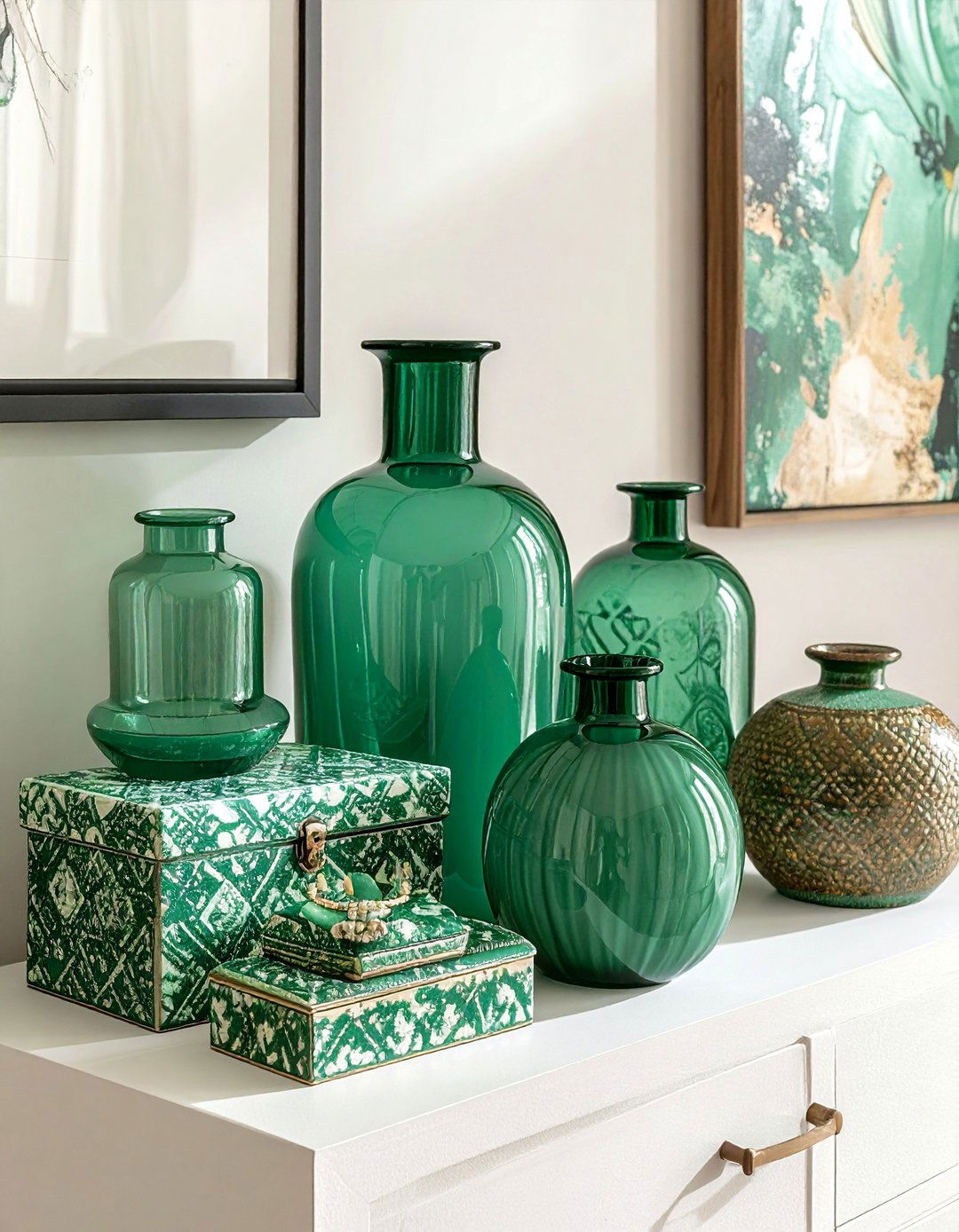 Jade green decorative accessories - 30 bohemian green bedroom ideas