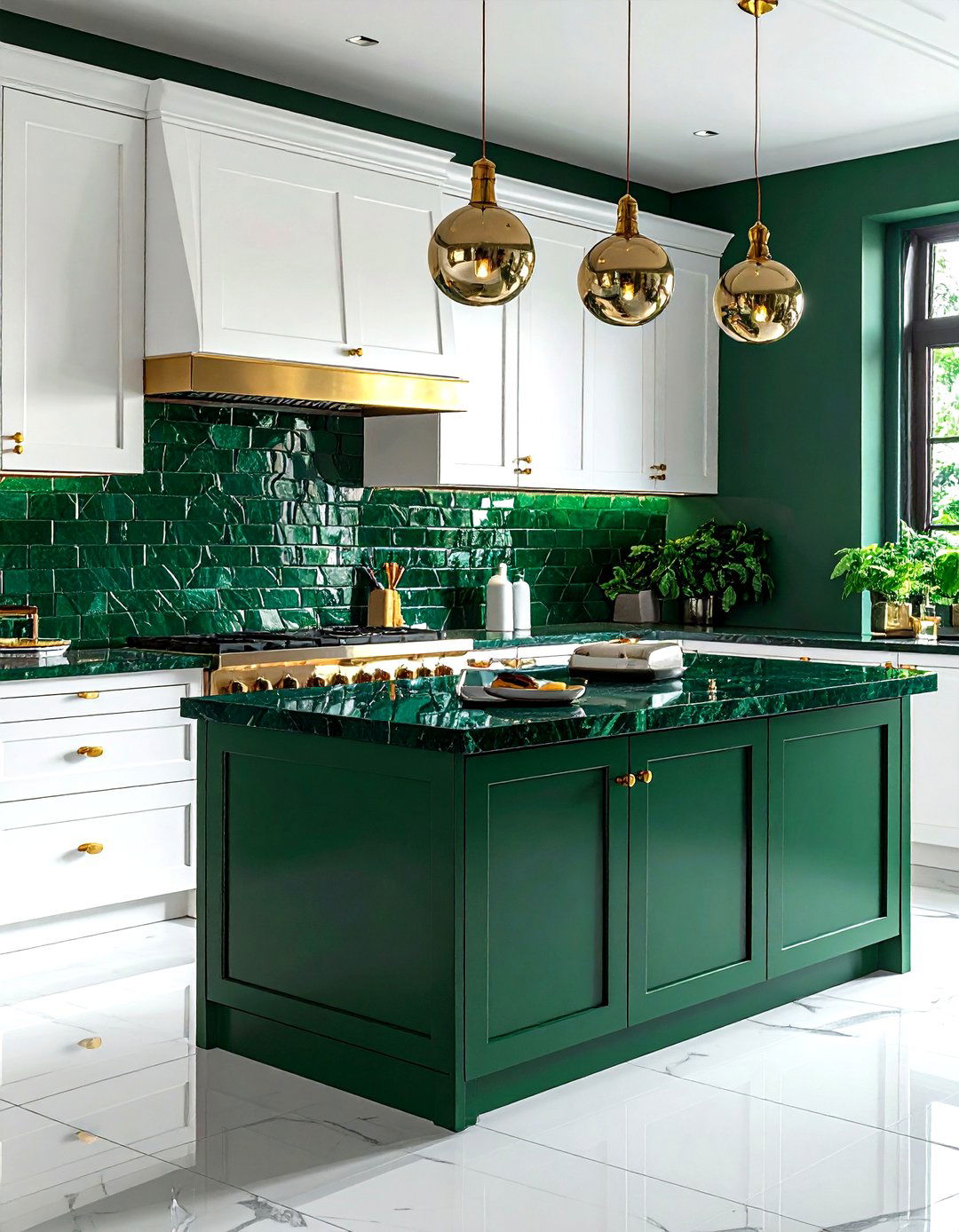 Jade green kitchen backsplash white cabinets - 30 green and white kitchen ideas