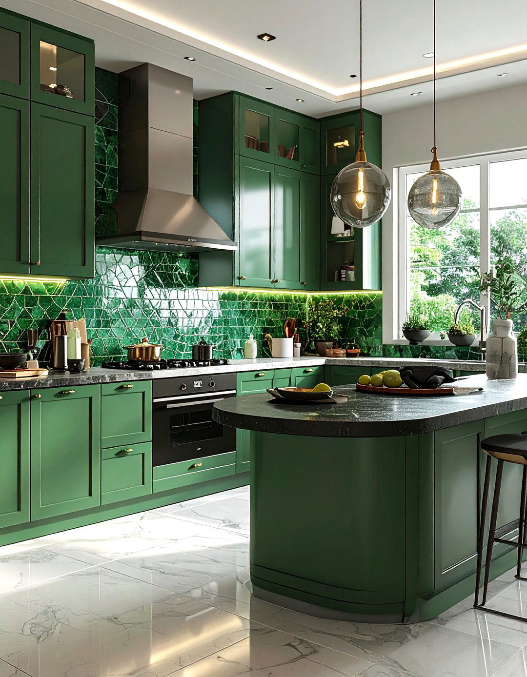 Jade green kitchen backsplash - 30 green decor ideas