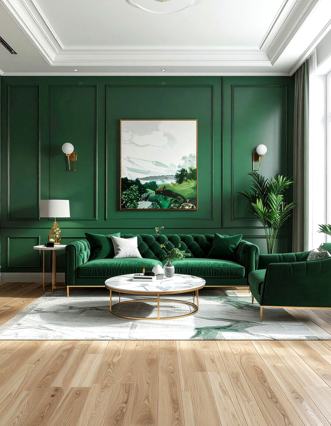 Jade green living room - 30 living room green walls