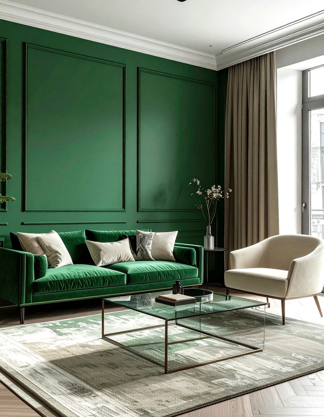 Jade green walls - 30 minimalist green living room ideas