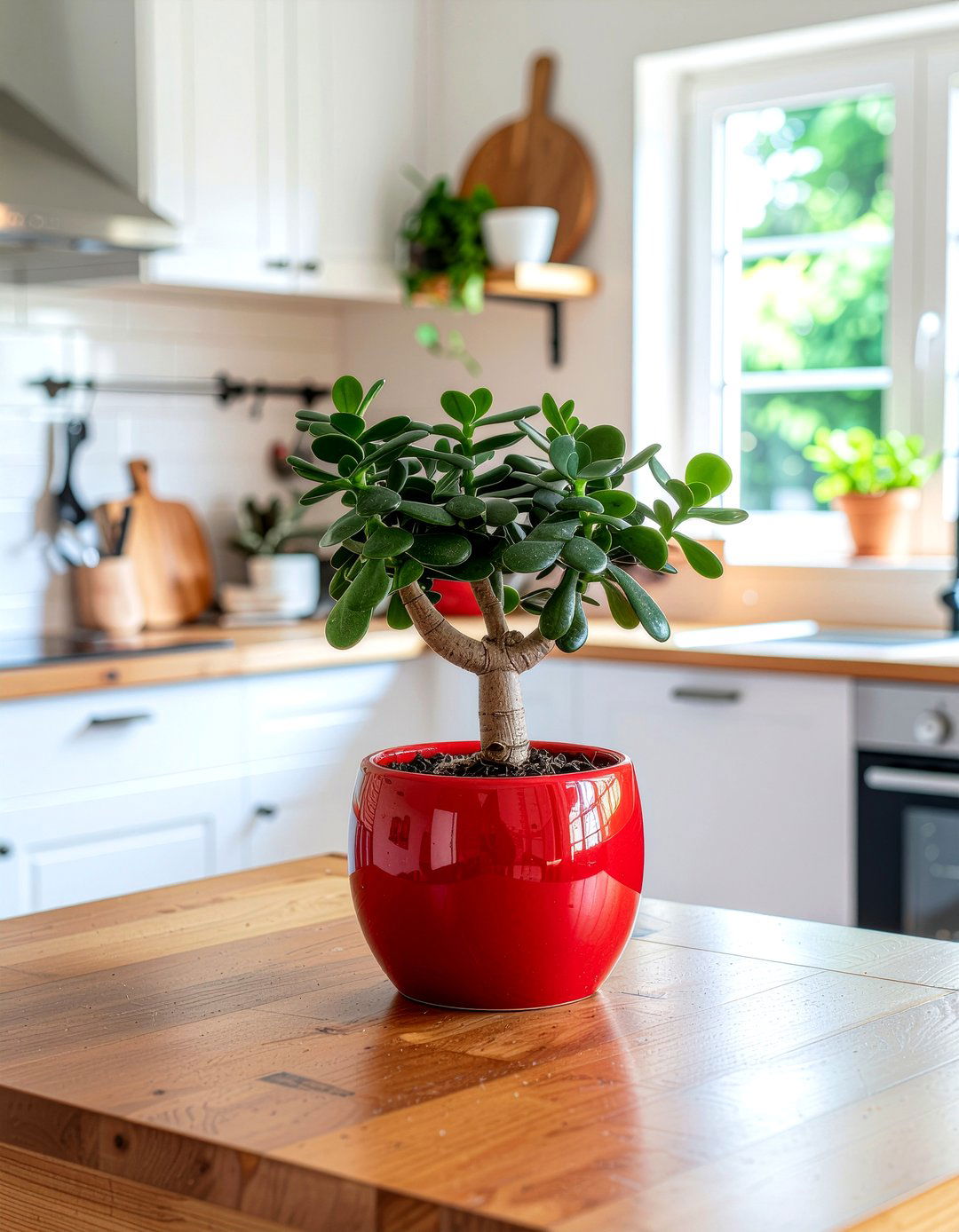 Jade plant for kitchen decor - 30 kitchen potted plant ideas