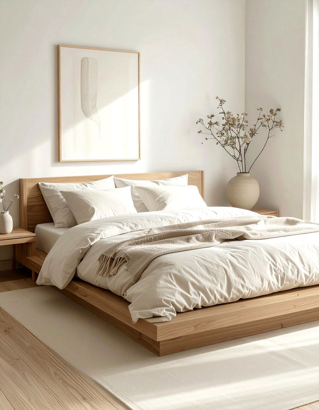 Japandi Bedroom - 30 minimalist cream bedroom ideas