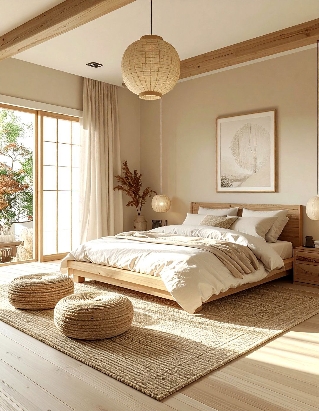 Japandi Beige Bedroom - 30 bohemian beige bedroom ideas