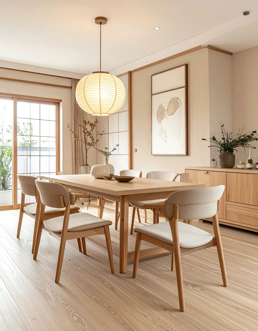 Japandi Beige Dining Room - 30 beige dining room decor ideas