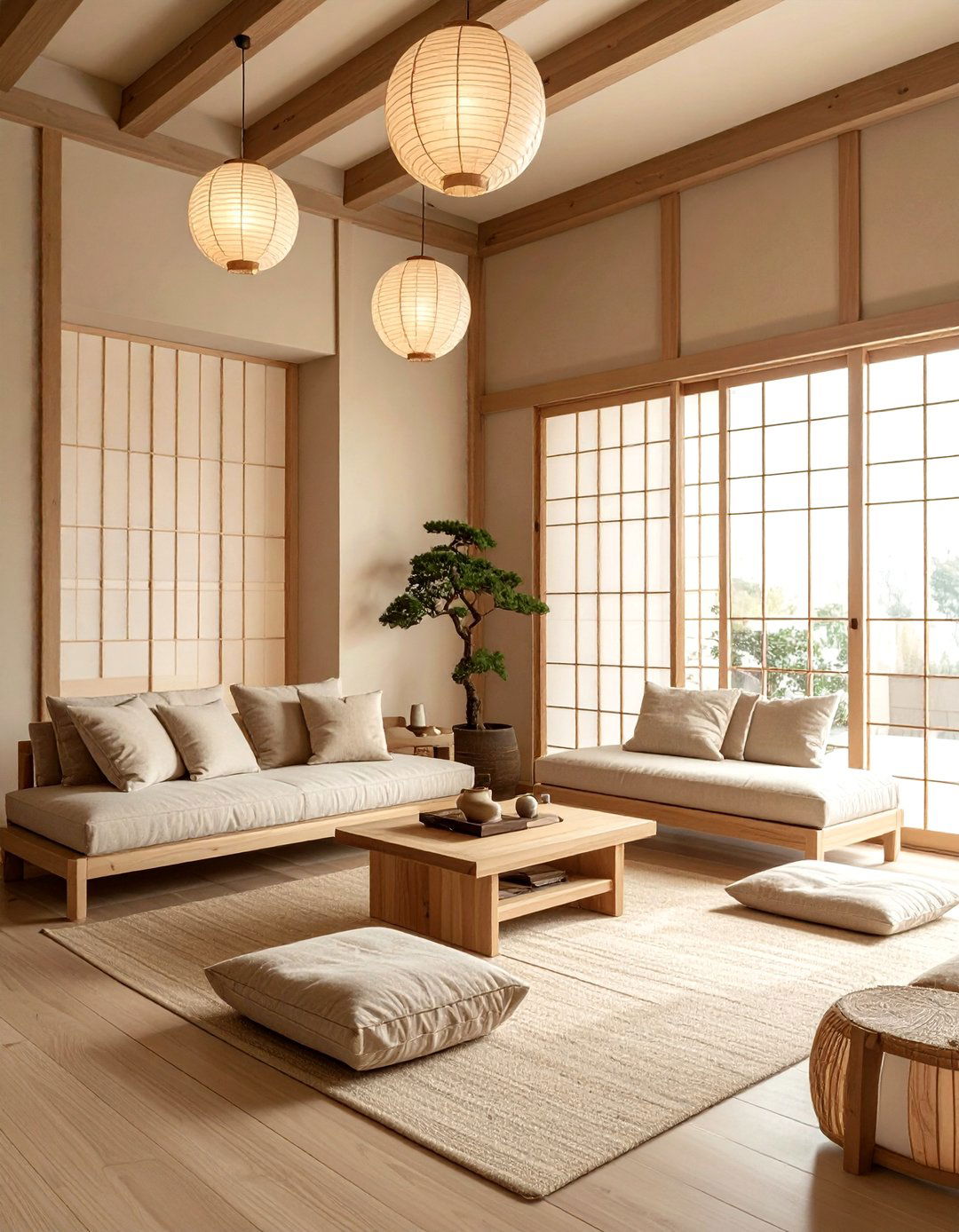 Japandi Beige Living Room - 30 beige living room design ideas