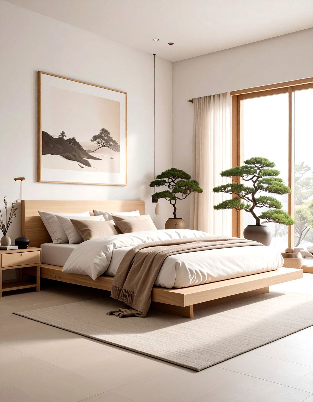 Japandi Beige White Bedroom - 30 beige and white bedroom ideas